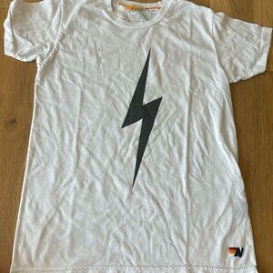 aviator nation white lightning bolt tee